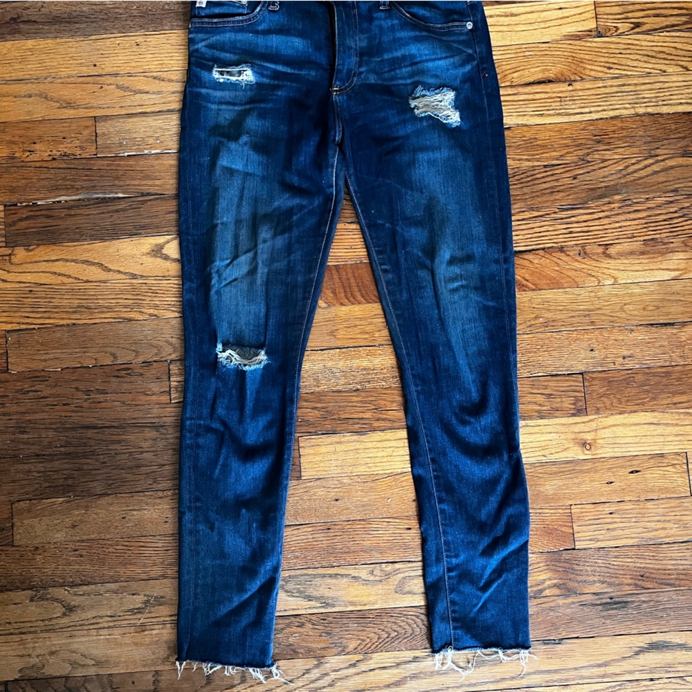 AG Farrah skinny hi rise Distressed Blue Denim Jeans 27 R